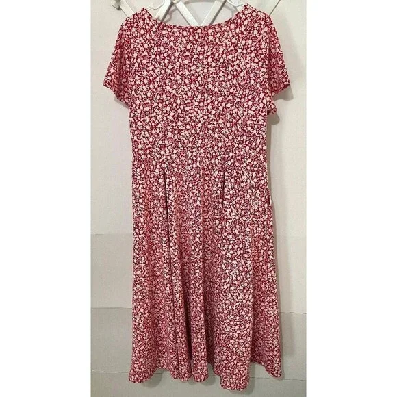Torrid Maxi Women's Dress 1X Red Floral Cap Sleeve Pleated Fit Flare Pockets EUC - Picture 7 of 12